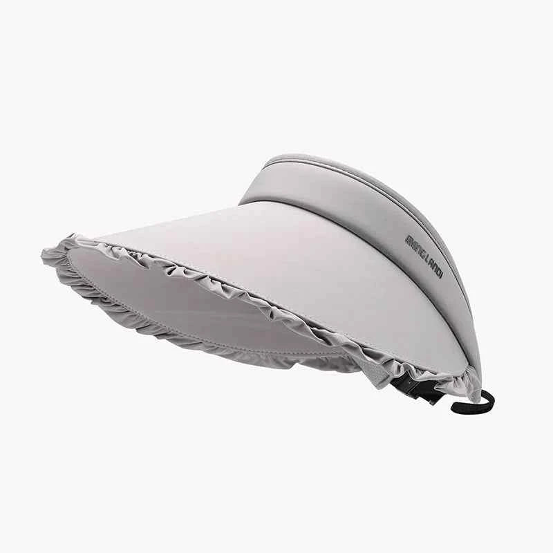 Women's Frill Adjustable Ice Silk Sun Hat Beach Resort Multi Colors One Size Gray One Size
