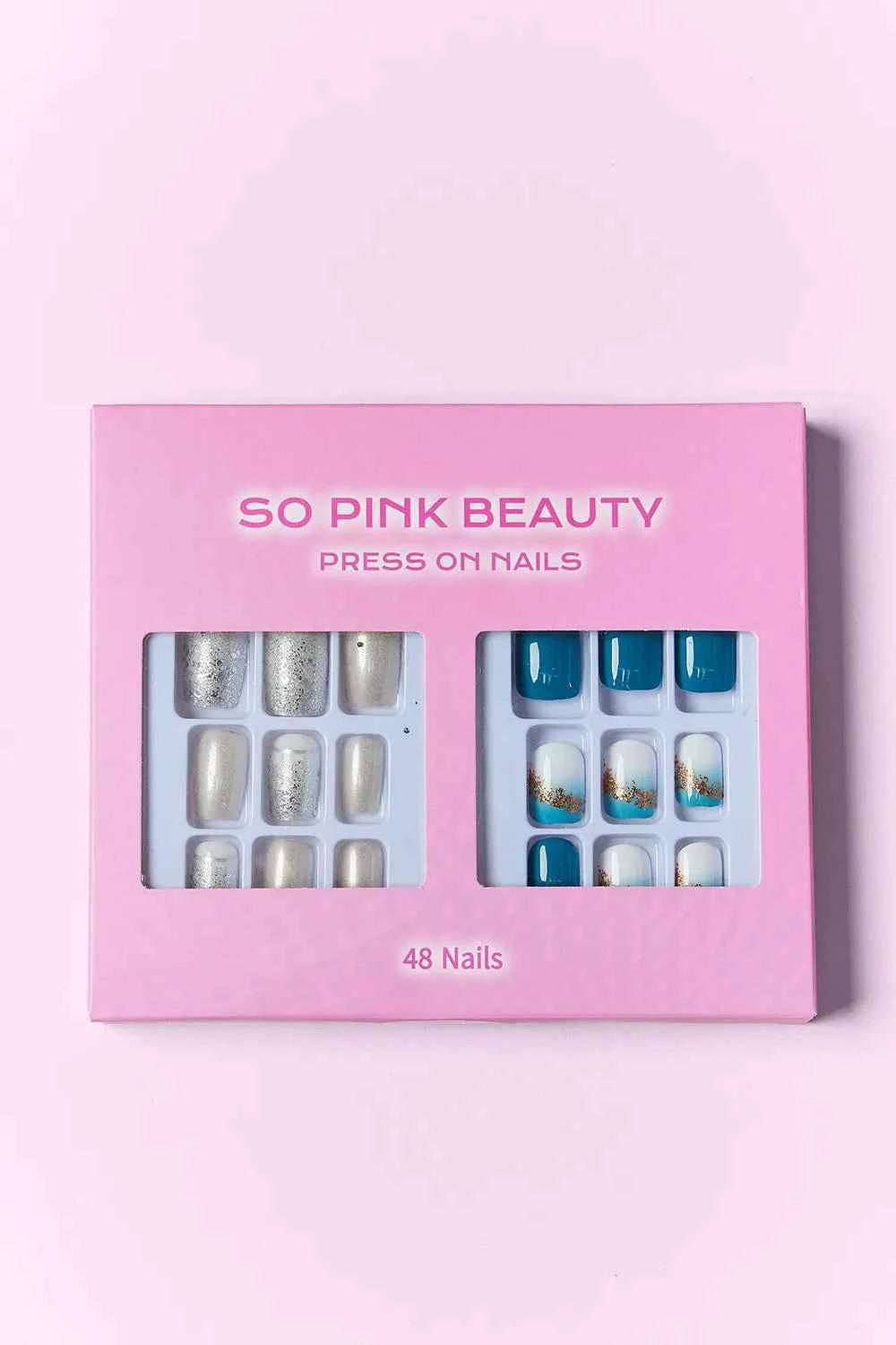 Women's So Pink Beauty Press-On Nails 2 Pack 48 Pieces Glue Included One Size