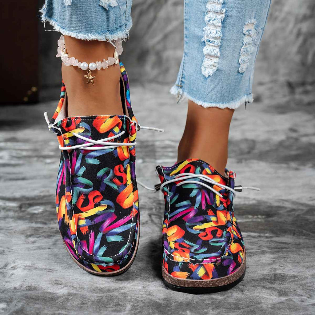 Women's Colorful Abstract Print Casual Loafers Slip-On Flat Shoes 5-11 EU 36-43