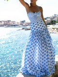 Women's Sweetheart Ruffle Bow Swimsuit & Skirt Set Polka Dot Hearts Print S-XL Pastel Blue