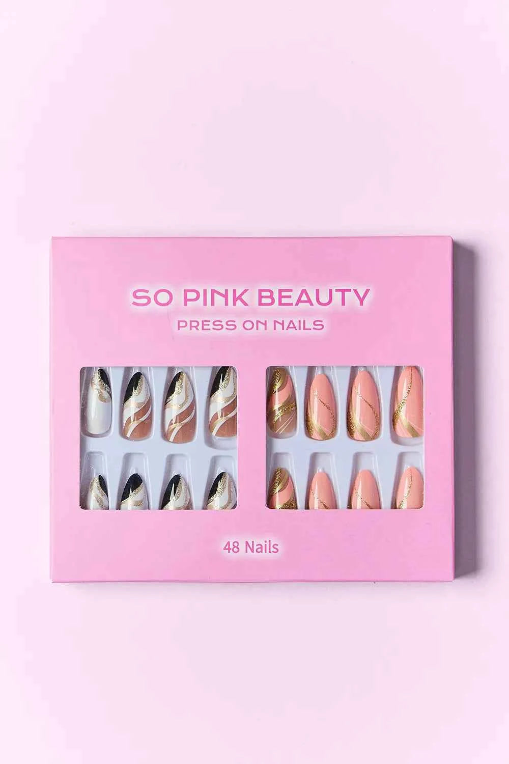 Women's So Pink Beauty Press-On Nails 2 Pack 48 Pieces Glue Included One Size
