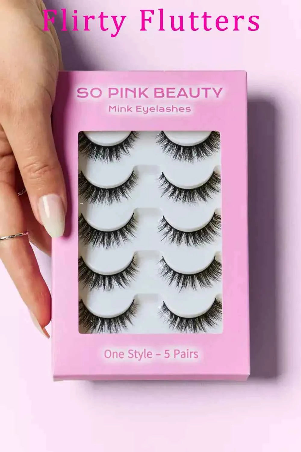 Women's So Pink Beauty 100% Mink False Eyelashes Varity Pack 5 Pairs One Size Flirty Flutters One Size
