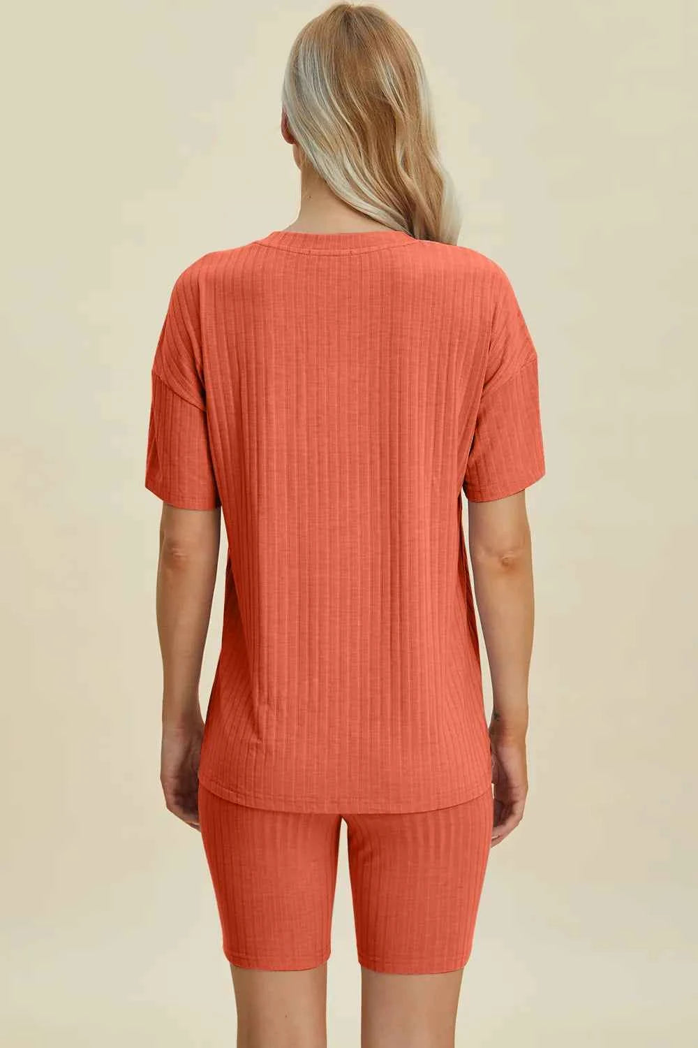 Women's Basic Bae Ribbed V-Neck Top and Shorts Set Two-Piece Multi Colors S-3XL