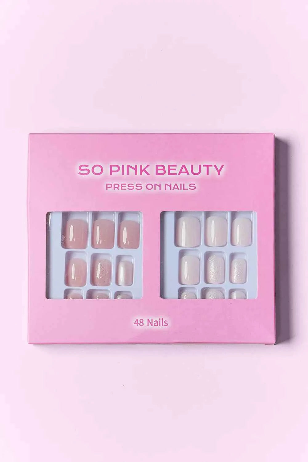 Women's So Pink Beauty Press-On Nails 2 Pack 48 Pieces Glue Included One Size