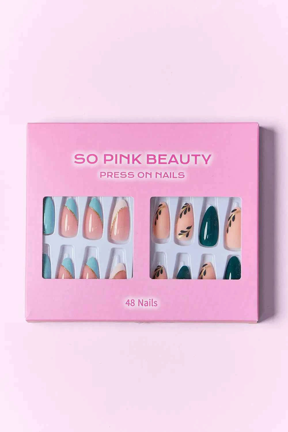 Women's So Pink Beauty Press-On Nails 2 Pack 48 Pieces Glue Included One Size