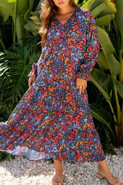 Floral Print Flounce Sleeve Dress Floral