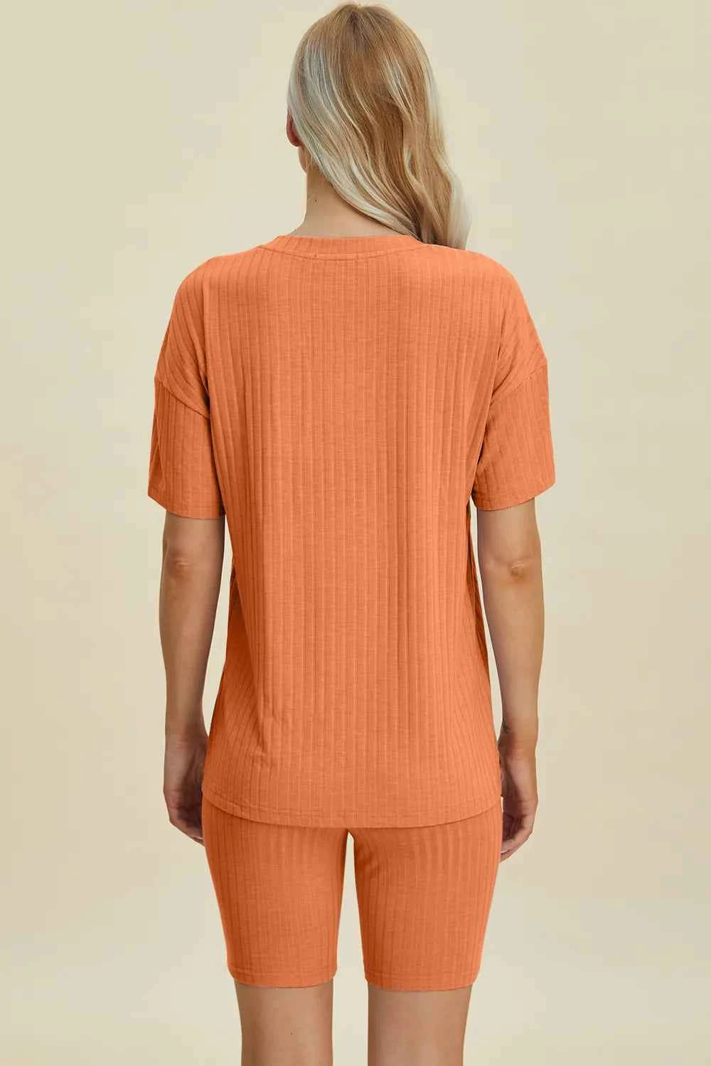 Women's Basic Bae Ribbed V-Neck Top and Shorts Set Two-Piece Multi Colors S-3XL