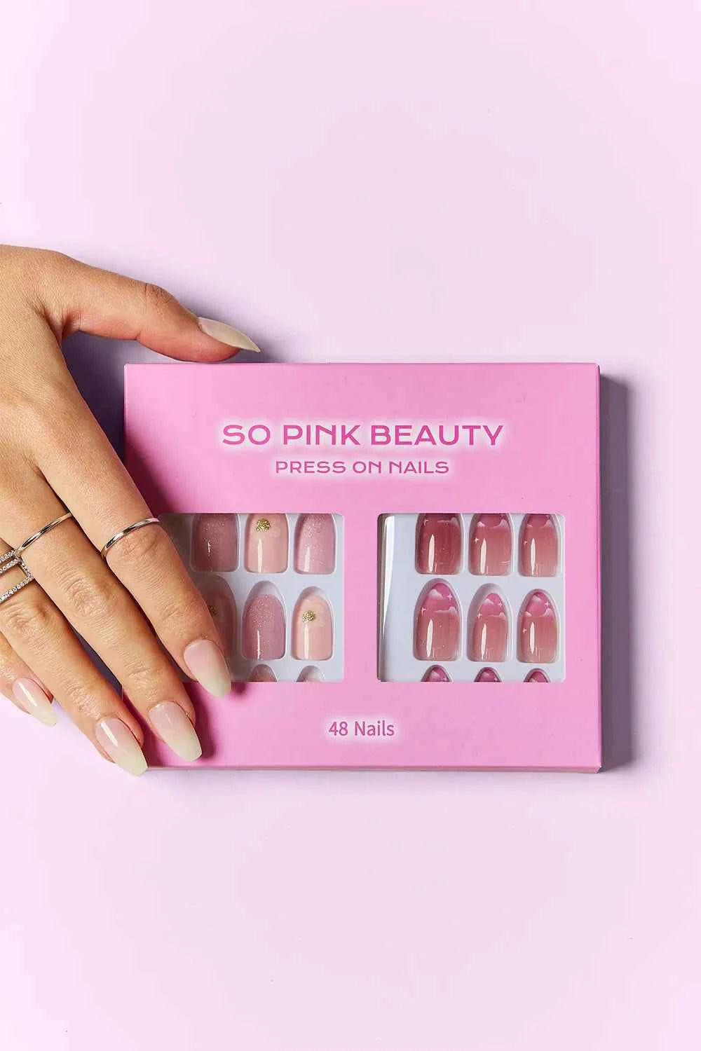 So Pink Beauty Women's Press-On Nails 2 Pack 48 Pieces 5 Colors One Size Naturistic One Size