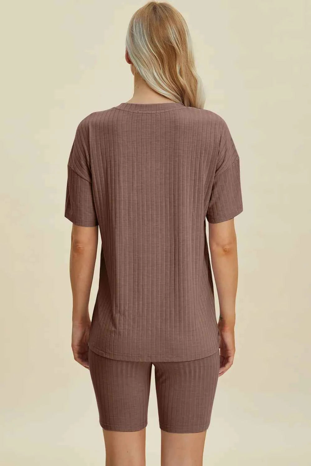 Women's Basic Bae Ribbed V-Neck Top and Shorts Set Two-Piece Multi Colors S-3XL