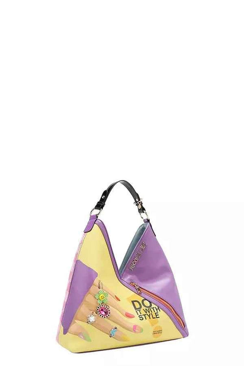 Nicole Lee USA Women's Nail Polish Hobo Bag Vegan Leather Gold Hardware One Size